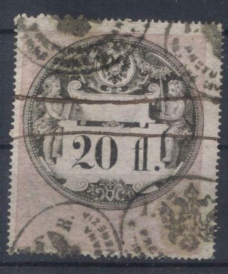 Austria Italy Lombardy Venetia 20 Lire 1854 Revenue Fiscal Marca Da Bollo
