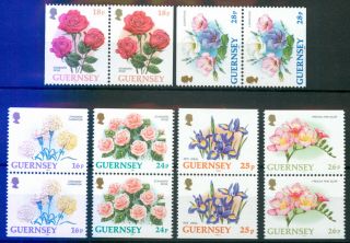 Guernsey 1992 Flowers Booklet Pairs 16p 18p 24p 25p 26p 28p Mnh Unmounted
