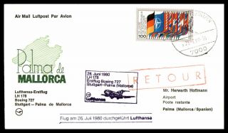Mayfairstamps Germany Flight 1980 Stuttgart To Palma Lufthansa Cover Wwb73063