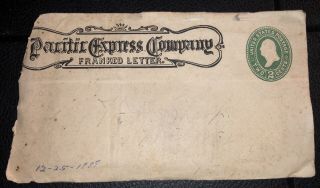Xmas 1888 Franked Cover Pacific Express Co W Correspondence
