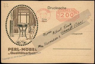Germany 1923 Inflation Meter Chemnitz Furniture Advertising Cover 67226