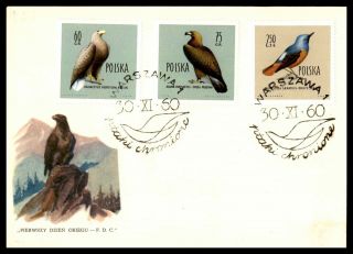 Mayfairstamps Poland 1960 Set Of 3 Birds Fauna First Day Cover Wwb72379