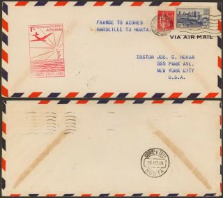 France 1939 - 1st Flight Air Mail Cover Marseille Horta Portugal 30521/9