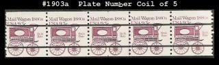 Us 1903a Mnh Pnc5 Pl 6 Top And Bottom Mail Wagon 1880s