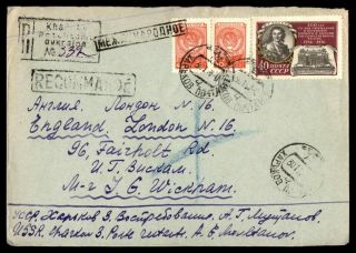 Mayfairstamps Russia 1957 Moscow Registered To London Eng Cover Wwb61711