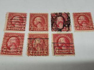 Rare Old George Washington 2 Cent Stamp Dark Red Lot 7 Total