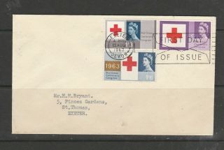 Gb Fdc 1963 Red Cross,  Ord,  Plain,  Exeter Envelope Fdi,  Typed Address