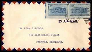 Rpo 1952 Railroad Post Office Pair Air Mail To Owatonna Minnesota