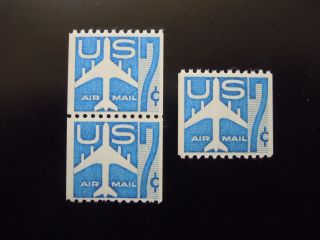 1958 C52 7c Jet Silhouette Airmail Issue Pair & Single Mnh Og