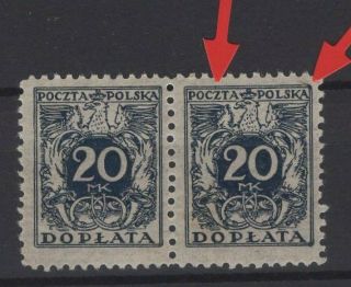 Poland,  Polska,  Stamps,  1921,  Fischer D 42 With Error.