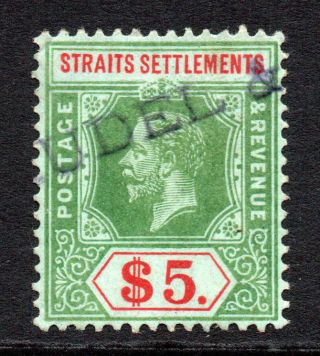 Straits Settlements 5 Dollar Stamp C1912 - 23 (little Back Tone) (456)