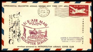 Port Rochester Ny 1947 Helicopter First Flight Cover Signed By Postmaster