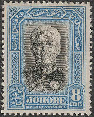 Malaya Johore 1940 Sultan Sir Ibrahim 8c Black And Pale Blue Sg130 Cat £25