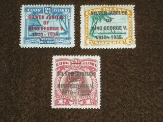 1935 Cook Islands Stamps Kgv Silver Jubilee Set Sg113 - 115 Lightly Mounted