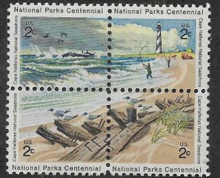 Scott 1448 - 51 Us Stamp 1972 2c Cape Hatteras Mnh Block Of 4