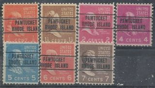 Rhode Island Precancels,  Prexys,  Pawtucket,  Type 263,  7 Different