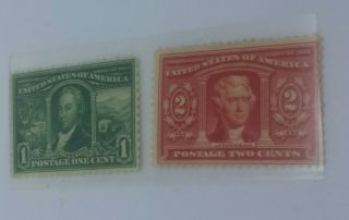 Scott 323 & 324 Louisiana Purchase 1904 NH OG and Thomas Jefferson 4