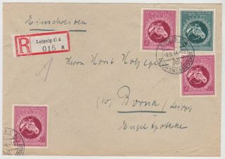 Germany Dr 1944 Reg.  Cover Leipzig Franked Horse Racing Wien To Borna