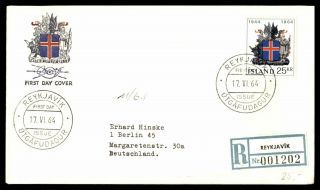 Mayfairstamps Iceland 1964 Coat Of Arms 1944 - 1964 Registered First Day Cover Wwb
