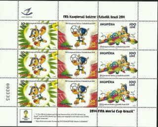 Albania Stamps 2014.  Fifa World Cup Brazil 2014.  Sheet Mnh