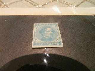 Confederate States Csa 6 Jefferson Davis Blue 5 Cent Postage Stamp Hinged