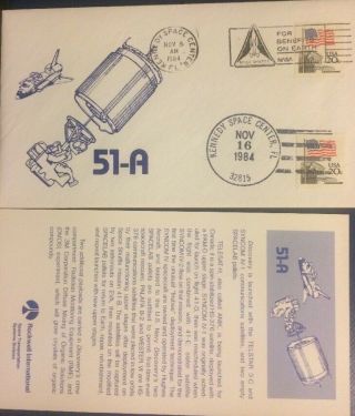 ANNA FISHER MISSION - 1984 SPACE SHUTTLE MISSION STS - 51 - A INFO CARD & 2 CANCELS 2