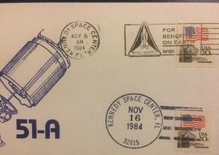 ANNA FISHER MISSION - 1984 SPACE SHUTTLE MISSION STS - 51 - A INFO CARD & 2 CANCELS 4