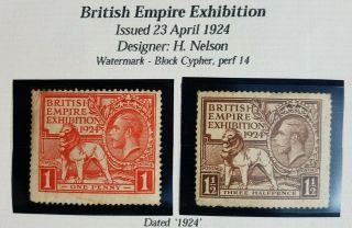 George V 1924 - British Empire Exhibition Wembley Pair