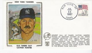 Catfish Hunter Old Timers Day York Yankees York Ny Jul 11 1987 Z Silk