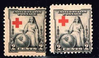 Us Stamp 702 – 1931 2c Red Cross Shift Error Stamps