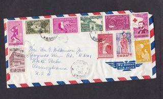 Vietnam 1963 Multi Franked Airmail Cover To The Usa 2