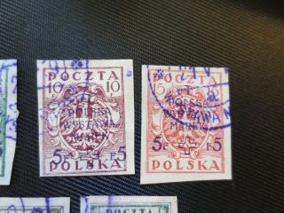 Poland Imperforate Semi - Postal Charity Overprinted Stamps 1919 SC B1 - 5 UH 3