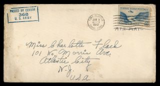 Dr Who 1942 Canal Zone Fort Clayton Airmail To Usa Wwii Censored E56796