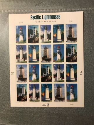 Us Postage Stamps.  Pacific Lighthouses.  Scott 4146.  Full Sheet.  Mnh