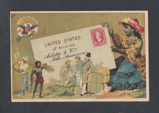 Usa 1890s Postal Card Design Cafe Moka France Advertising Victorian Trading Card