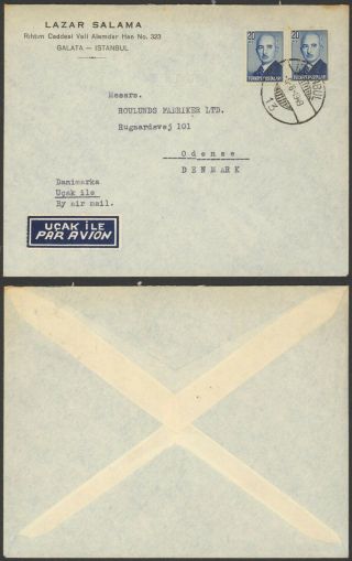 Turkey 1949 - Air Mail Cover To Odense Denmark 35091/1