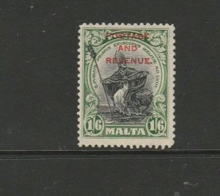 Malta Gv 1928 Optd Postage & Revenue,  1/6 Fresh Mm,  Sg 187