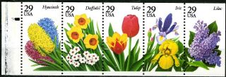 Sc 2760 - 64 - 1993 29¢ Garden Flowers Nh Folded Pane Of 5 Stamps