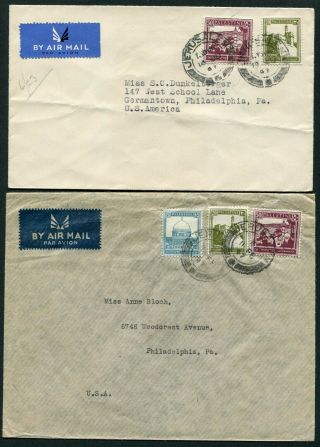 Palestine 1927 - 45 Pictorials On 8 Envelopes,  Most To Usa