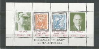 Lundy Isle 2004 75th Anniv Lundy Stamps Minisheet U/mint Lot R1599