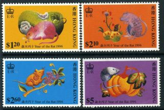 China 1996 Hong Kong Lunar Year Of Rat Set Sg 816 - 819 Mnh G491 ✔️