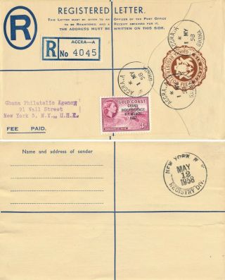 Gold Coast 1958,  Registered Uprated Envelope Cover To York.  B872