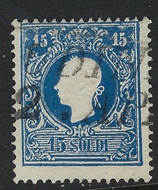 Lombardy And Venetia : 1858 15c Blue Type Ii Sg 21b