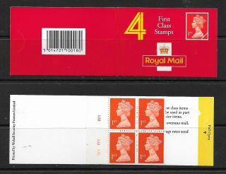 1990 Hb3 Laminated Booklet 4 X 1st Black Barcode Newcastle Freepost Cylinder W1