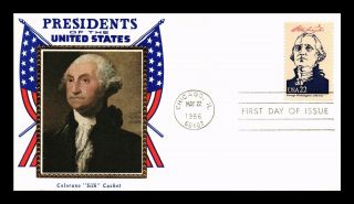 Dr Jim Stamps Us President George Washington Colorano Silk Fdc Cover Chicago