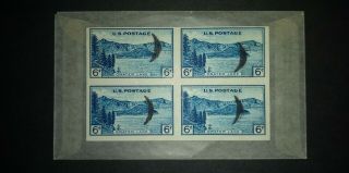 Block Of 4 Imperforated Stamps,  Scott 761,  National Park 6c,  1935