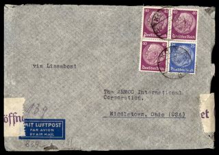 Mayfairstamps 1940 Germany Censored Medallions To Us Wwii Cover Wwb66919