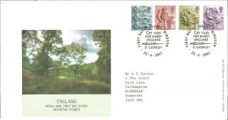 England Royal Mail Fdc Definitive Stamps 2001 1st,  2nd,  E & 65p Windsor Pm Z9341