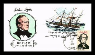 Dr Jim Stamps Us President John Tyler Hand Colored Collins First Day Cover