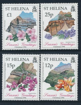 1996 St Helena Christmas Flowers Set Of 4 Fine Mnh